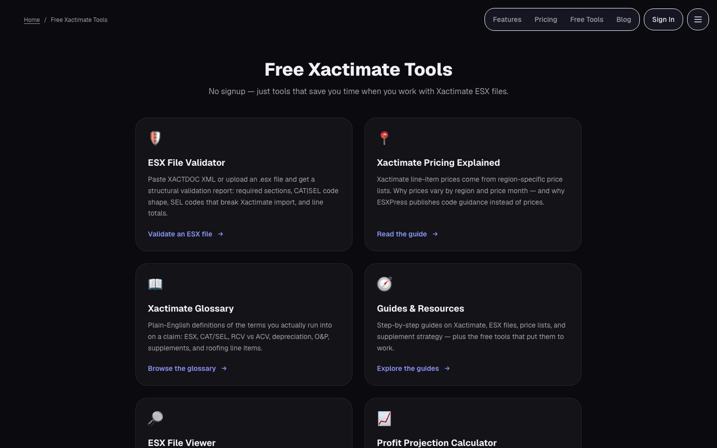 The ESXPress estimator tools