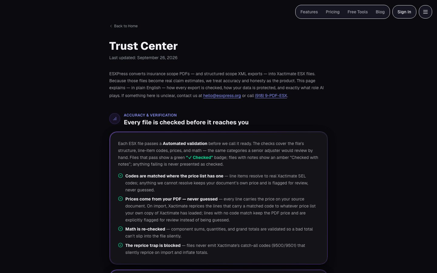 The ESXPress Trust Center